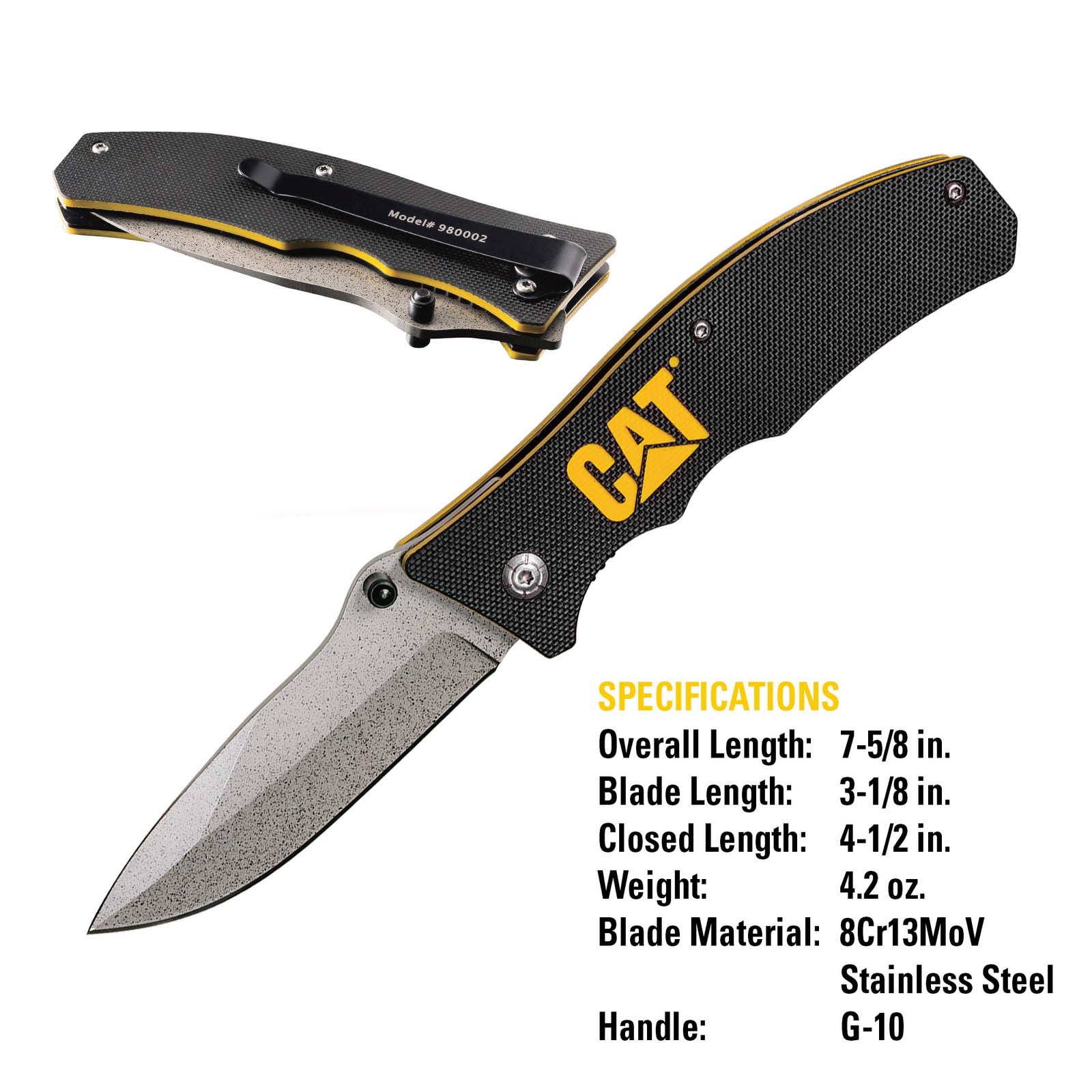 Cat 7-5/8 Inch Drop Point Folding Knife - 980002 gallery