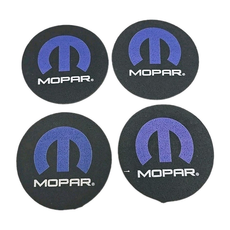 NOS Dodge Mopar Coasters Set Of 4 Omega M Logo Recycled Rubber Tires Hot Rod gallery