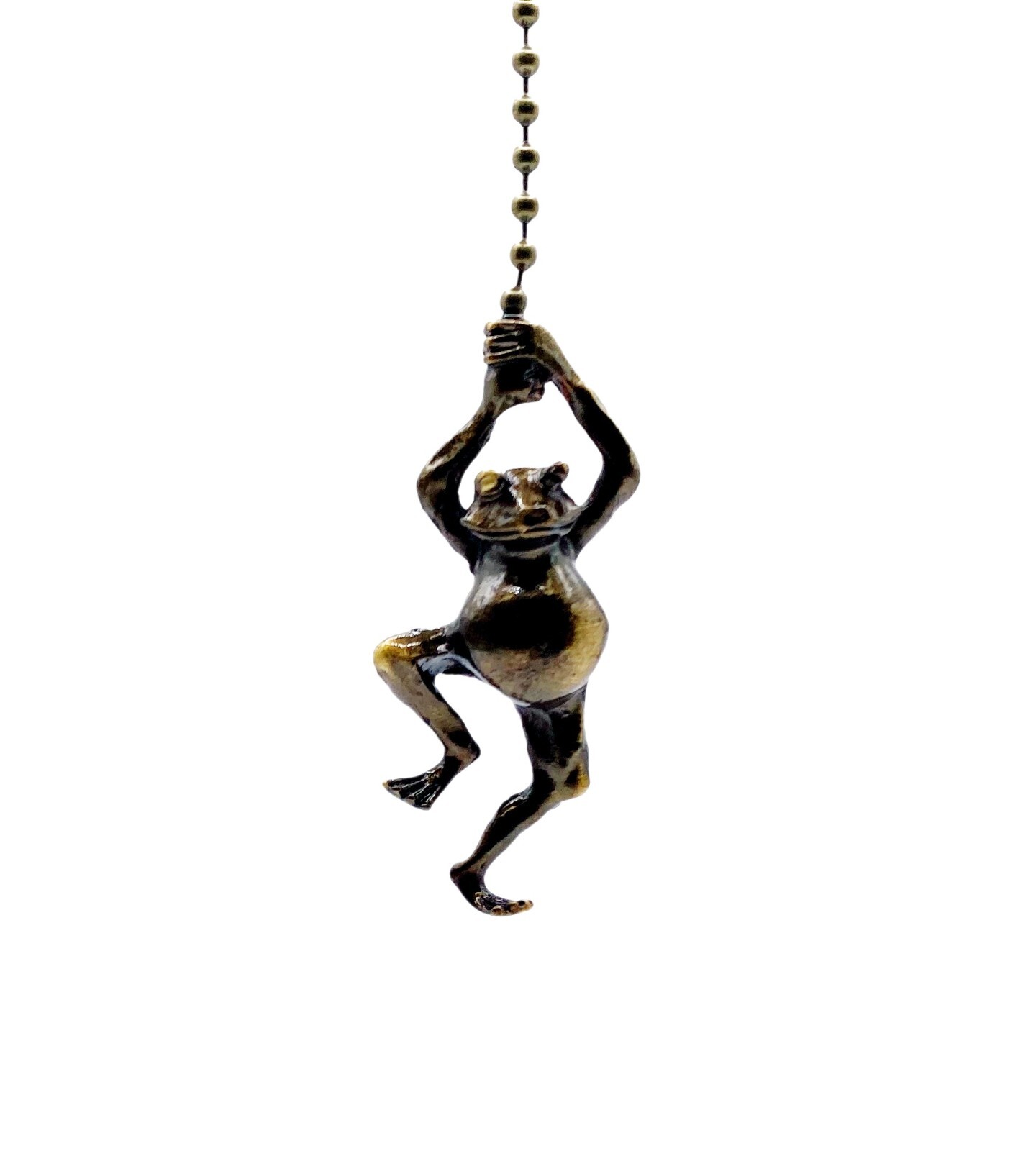 Lamp Parts-Socket/Fan Pull Chain-HANGING FROG-Antq. Brass Finish-15" Chain gallery
