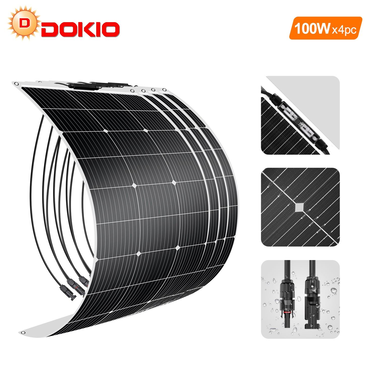 DOKIO Bendable Flexible Solar Panel 4x100w(400w) 12V Off-Grid for RV Boat Cabin gallery
