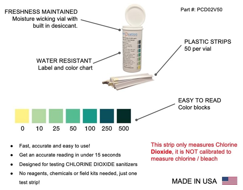 Bartovation Chlorine Dioxide Single Factor Test Strips 0-500 Ppm Vial Of 50 gallery
