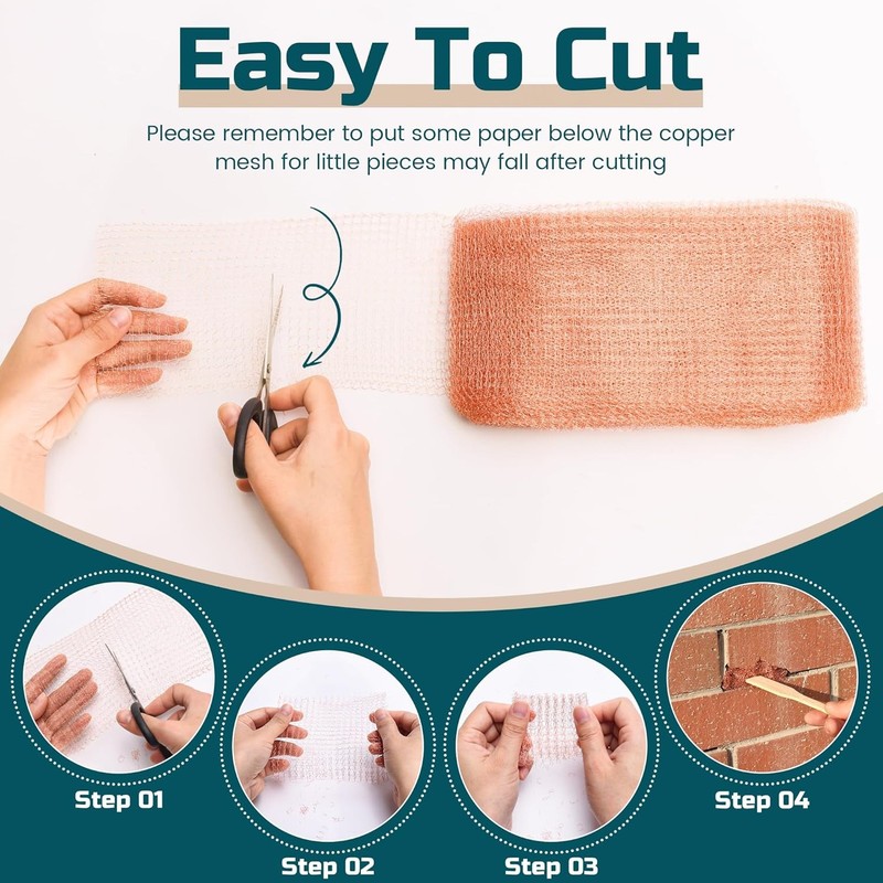 Copper Mesh Rodent Control, 5in x 30ft Rustproof Pure Copper Mesh Roll gallery