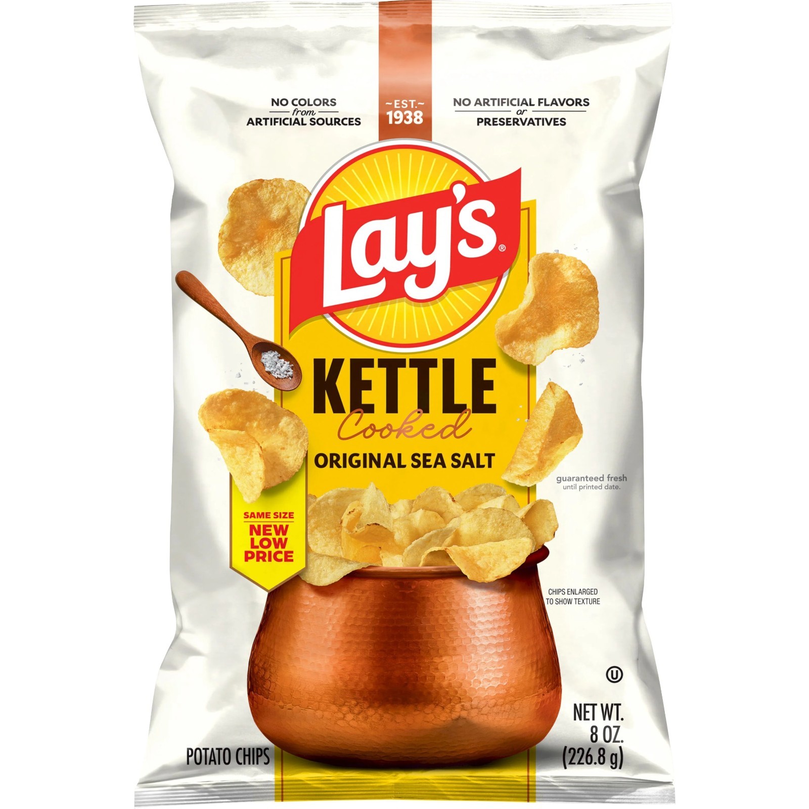 4 pack, Lay’s Original Sea Salt Kettle Cooked Potato Chips Bag, 8 oz. gallery