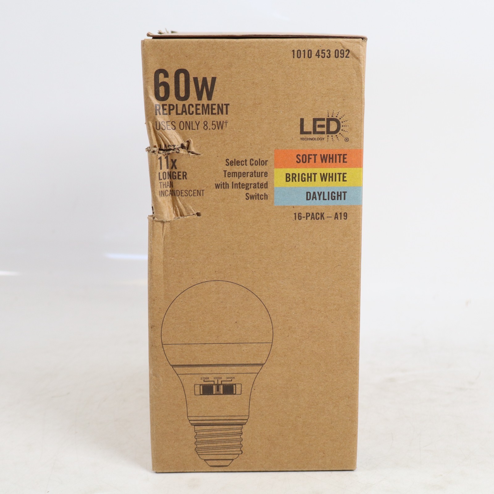 60-Watt Equivalent A19 Non-Dimmable LED Light Bulb 800 Lumens, 3 CCT - (16-Pack) gallery