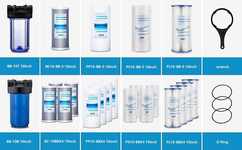 Geekpure 4 Pack PP Sediment Replacement Water Filter 4.5" x 10" - 5 Mic gallery