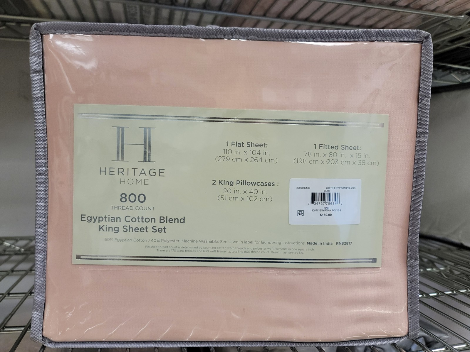 Heritage Home 800 Thread Count Cotton Blend & Polyester KING Sheet Set Blush gallery