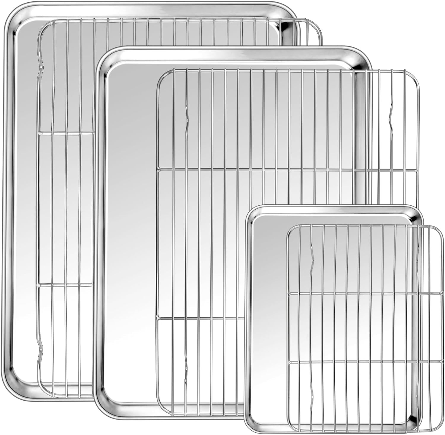 Baking Sheet with Rack Set Stainless Steel Cookie Sheet Baking Pans 6 PCS New gallery