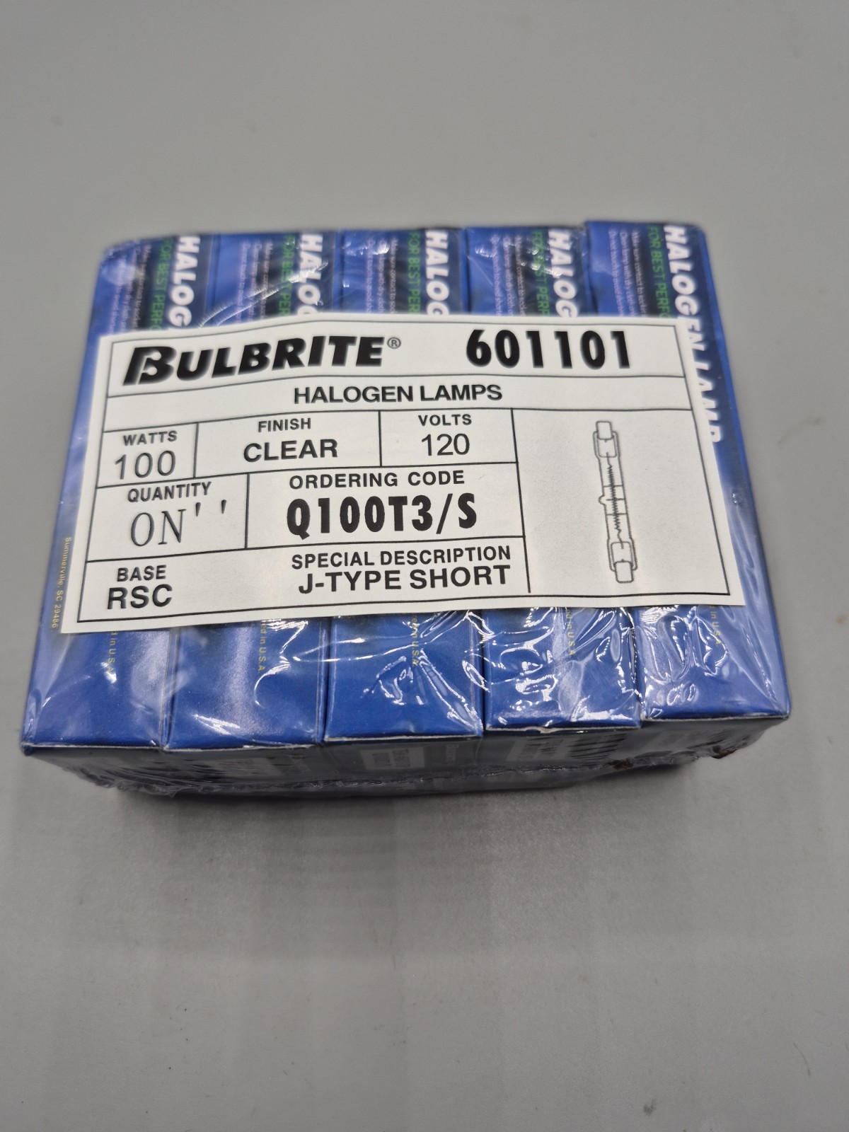 Lot - 10 - Bulbrite 601101 Q100T3/S Bulb J-Type T3 Recessed 100W 120V Clear gallery