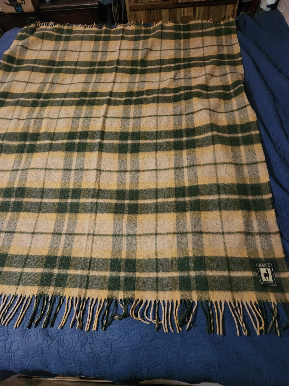 Alpaca Superfine Fringed Throw Blanket Condor Tips Inca Plaid 54x63 Wool Peru gallery