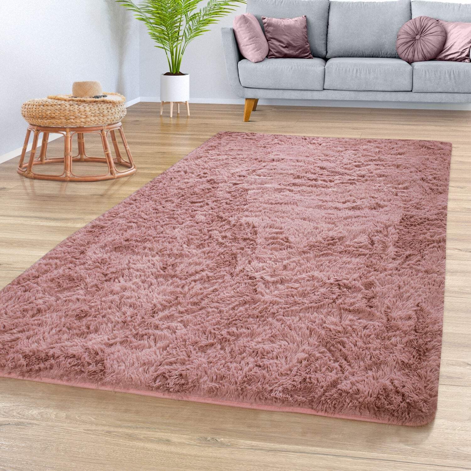 Solid Shag Rug Silky Soft & Fluffy In Rose gallery