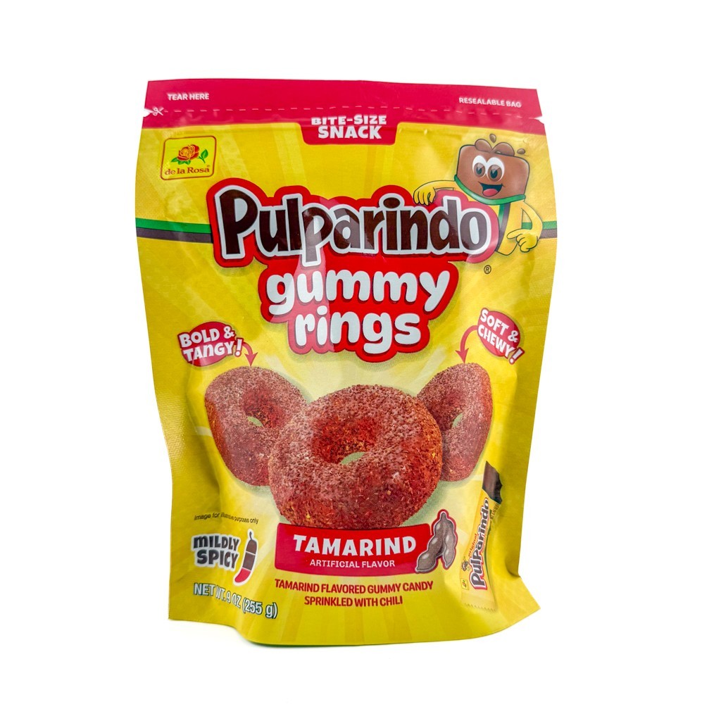 Pulparindo Gummy Rings Sprinkled With Chili 9oz De La Rosa Mexican Candy Gomitas gallery