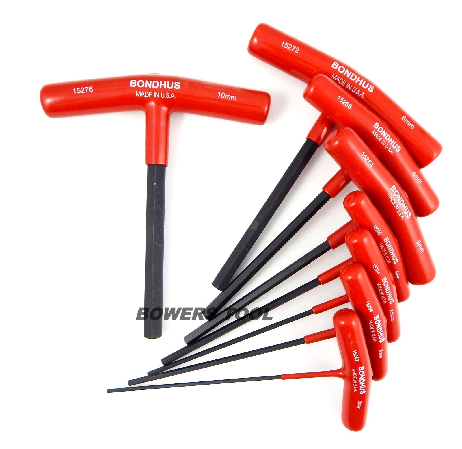 Bondhus 8pc 6in. T Handle Hex Wrench Set Metric 2-10mm MADE IN USA 15287 gallery