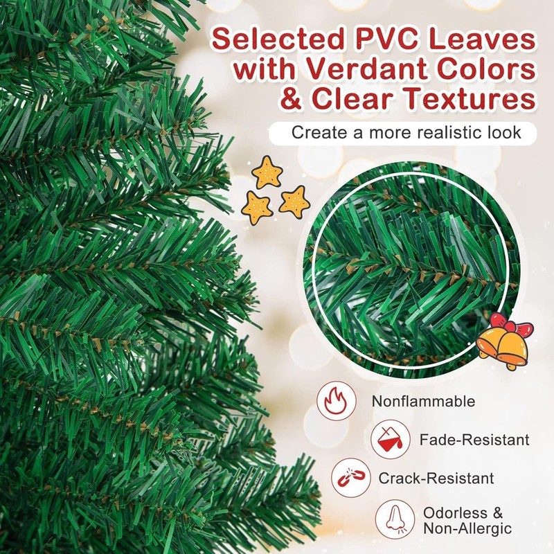 5ft Artificial Christmas Tree, Unlit Christmas Pine Tree with 350 PVC Branch ... gallery