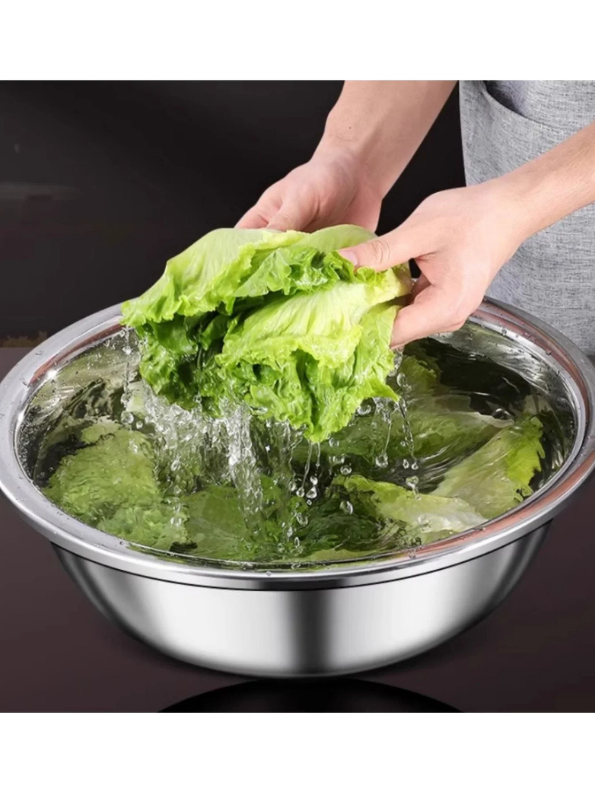 36cm Oversized Stainless Steel Mixing Bowl, Large Metal Salad & Nesting Wash Bow gallery