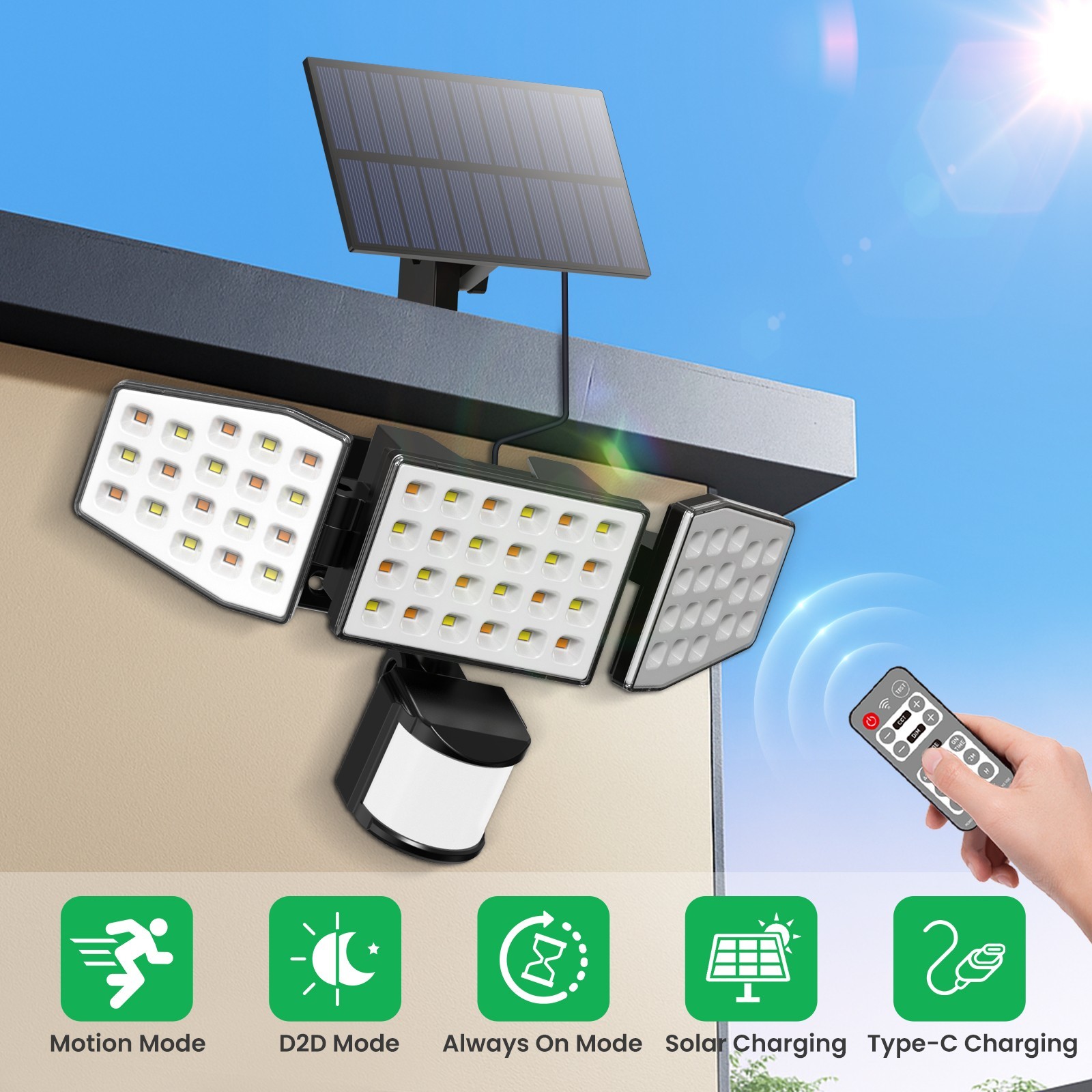 LED Outdoor Flood Lights CCT Dimmable Motion Sensor Solar Security Lamp IP54 gallery