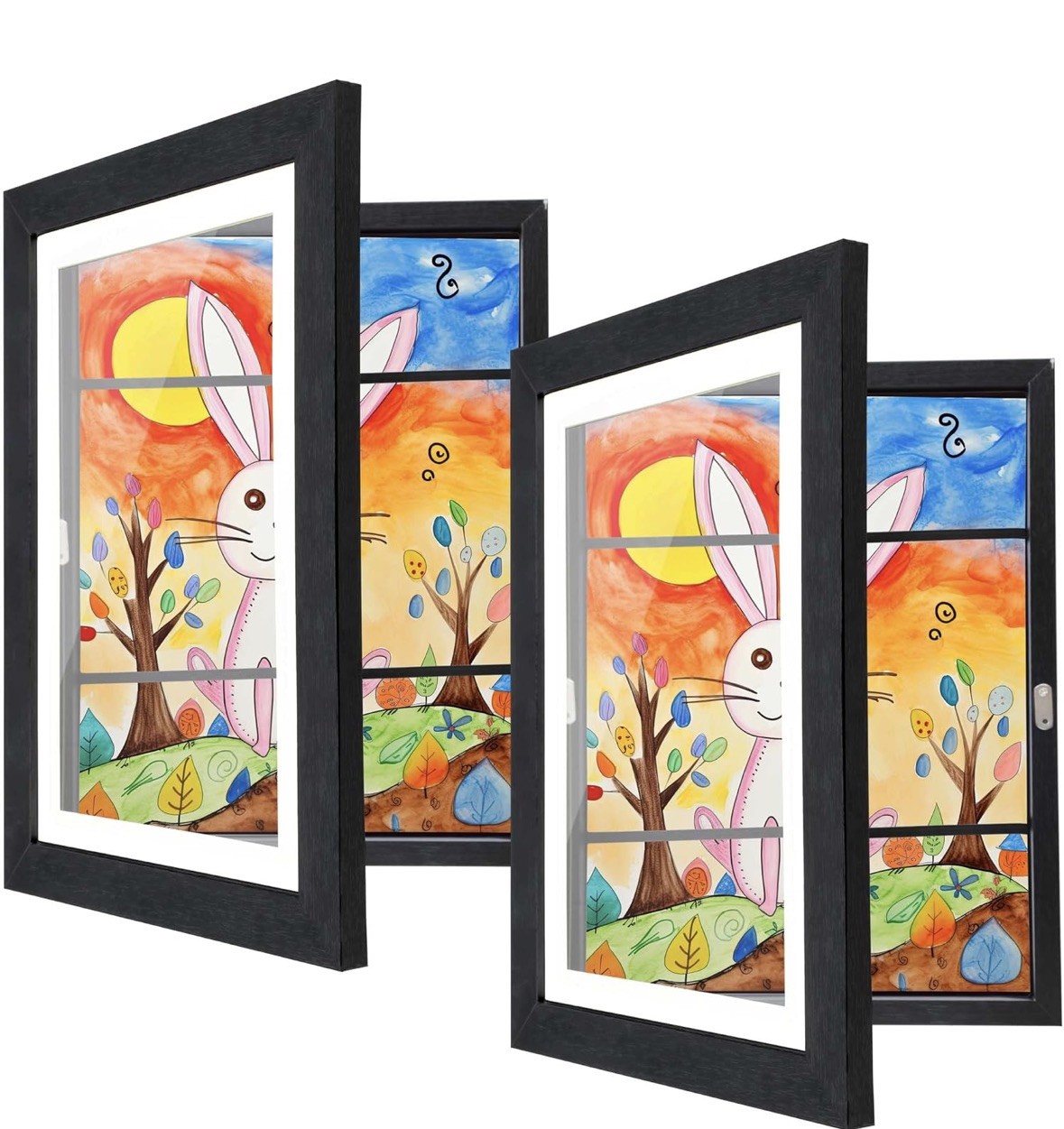 Kids Artwork Display Black Frame Set of 2 8” x 11” holds 150 pieces each gallery