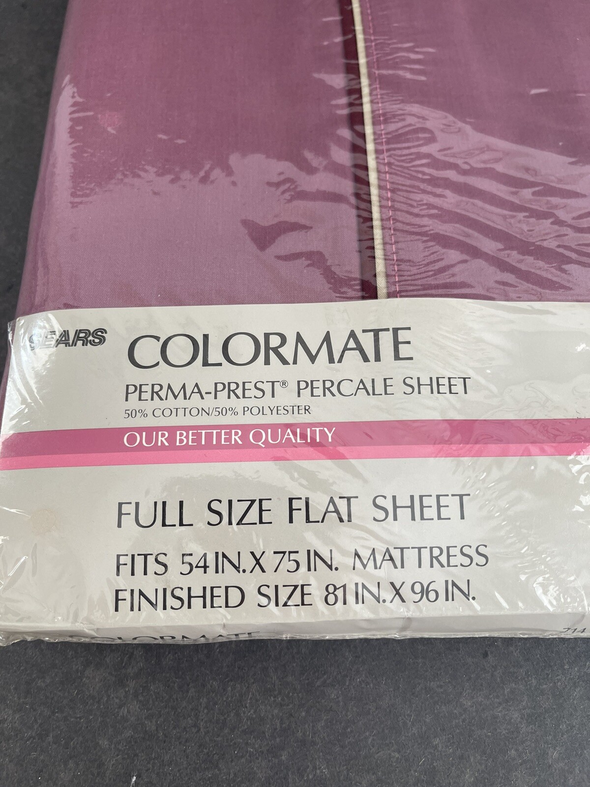 NOS Vintage Sears Perma Prest Percale Colormate Full Flat Sheet 81x 96 Clover gallery