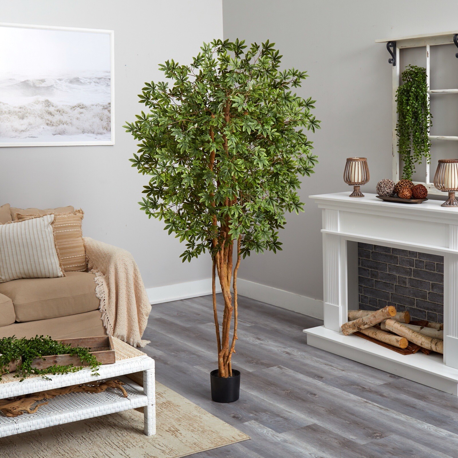 6’ Japanese Maple Artificial Tree with Natural Trunk Home Decor. Retail $266 gallery