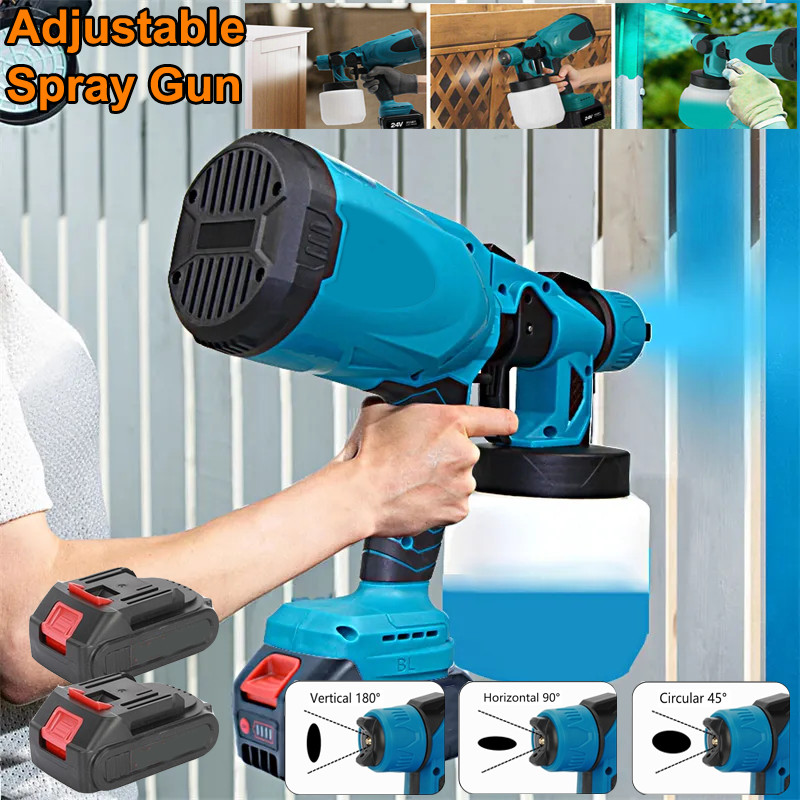 With 2 Batteries High Pressure Cordless Paint Sprayer Electric HVLP Spray Gun US gallery
