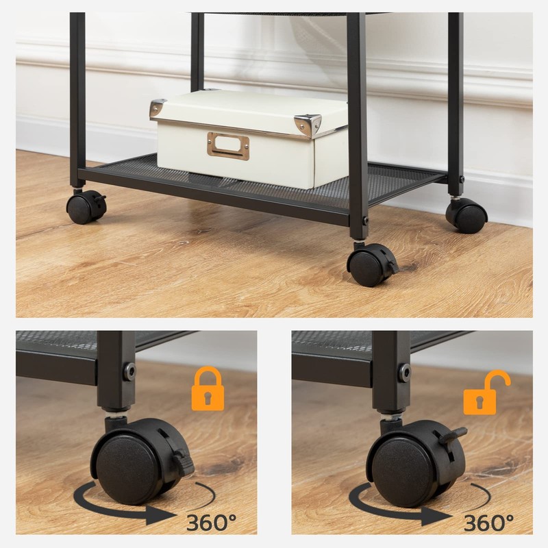Rustic Brown 2Tier Under Desk Printer Stand Mobile Cart Wheels BF12PS01 gallery