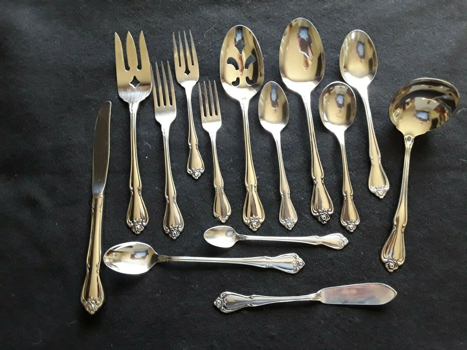 Arbor Rose Oneida dinner knife salad fork soup spoon ice teaspoon slotted CHOICE gallery