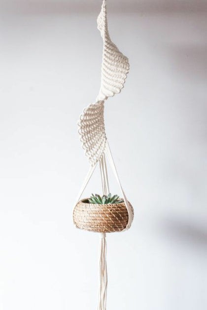 Macrame Plant Hanger Handmade Cotton Rope Hanging Planter for Outdoor (Size 36") gallery