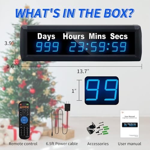 YZ Digital 999 Days Countdown Timer, Count Up/Count Down Clock with Remote, 12/2 gallery