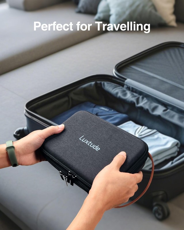Double-Layer Hard Shell Electronics & Charger Travel Organizer Case (Black) gallery