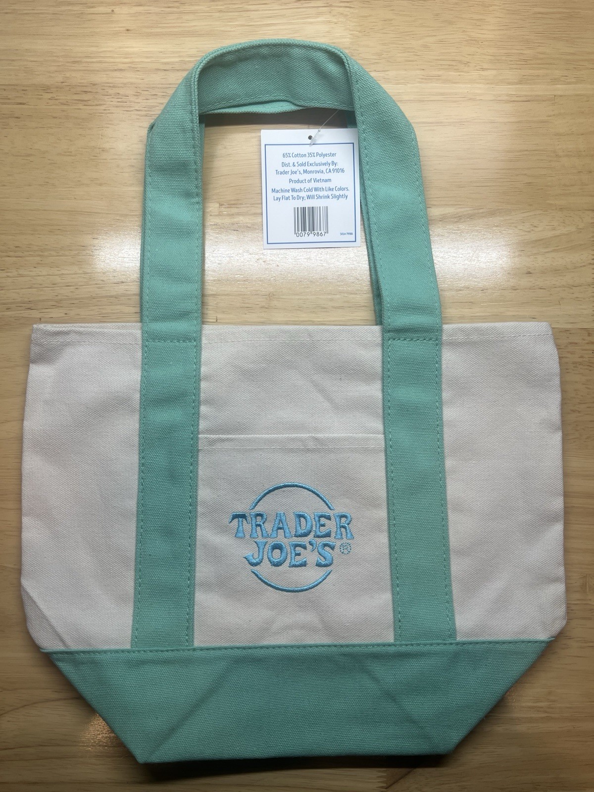 TWO Trader Joe's Mini Pastel Canvas Tote gallery
