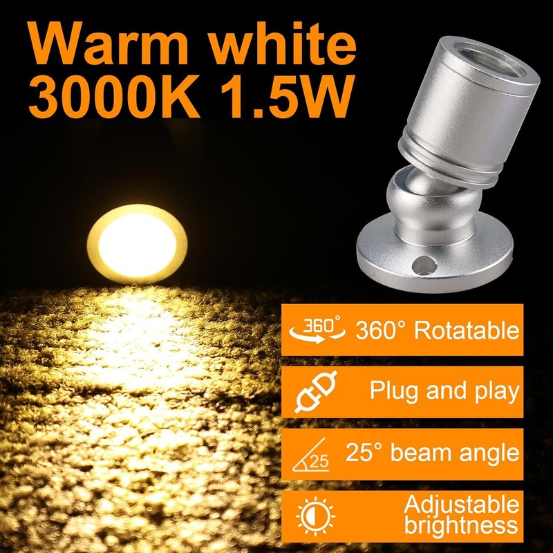 4/8Pack Dimmable LED Mini Spotlight for Display Cabinet Showcase Warm/Cold White gallery