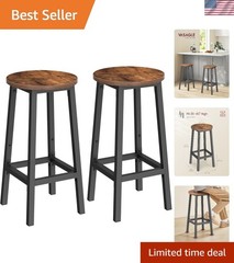 Rustic Brown Counter Height Bar Stools Set of 2 – Easy Assembly Design