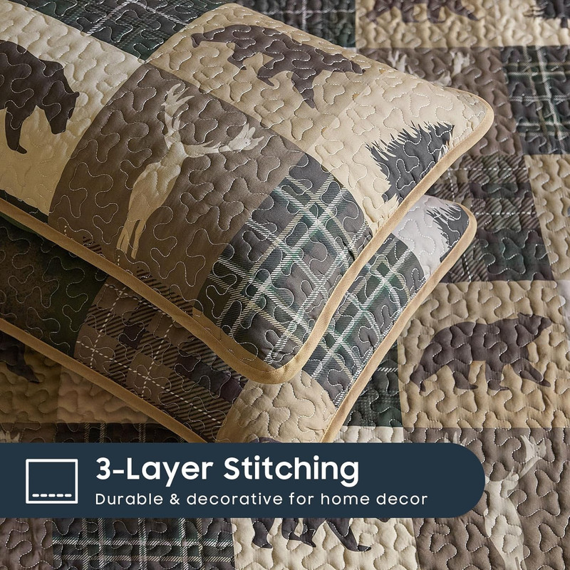 Rustic/Patchwork/Country,Reversible Lightweight Bedspread Set - GG Home gallery