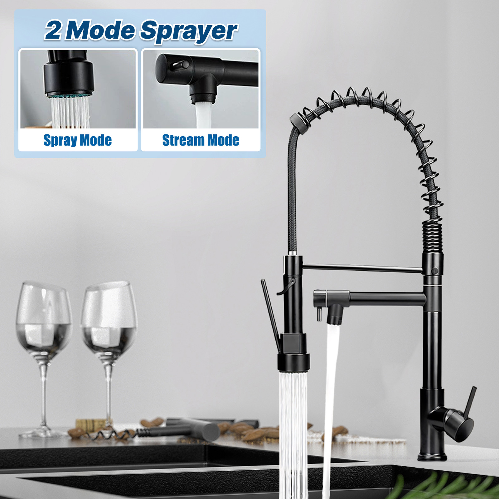 Chrome/Nickel Kitchen Sink Faucet Stainless Steel / ABS Single Handle Mixer Tap gallery