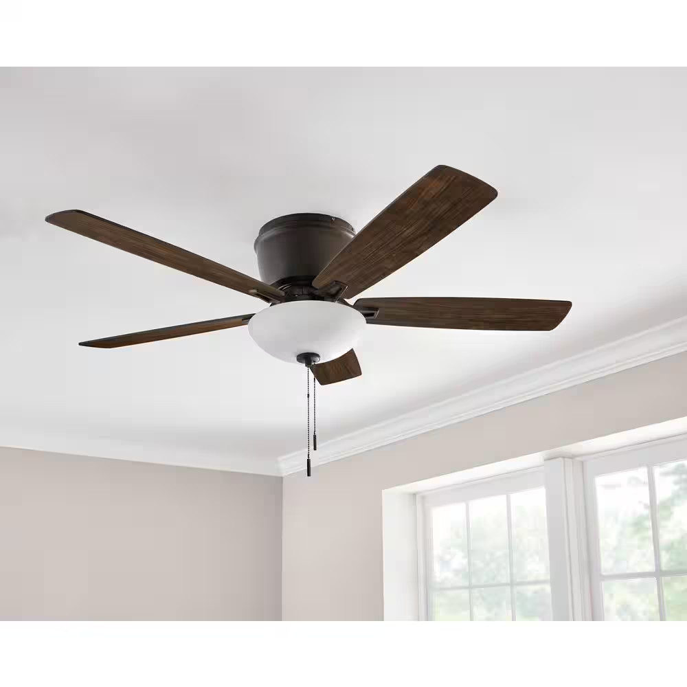 Melrose 52 In. Indoor LED Hugger Bronze Dry Rated Ceiling Fan with Light Kit and gallery