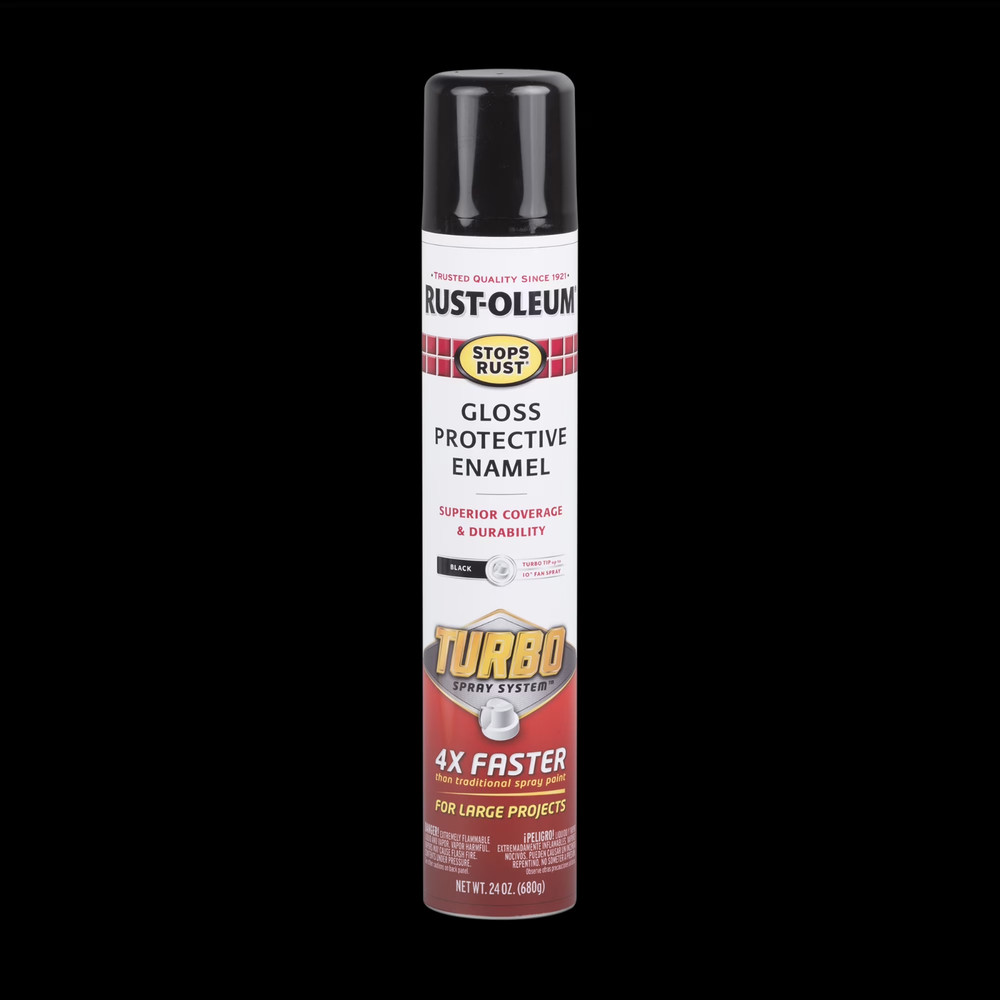 Rust-Oleum Stops Rust Turbo Spray Paint, Gloss Black, 24 oz Can