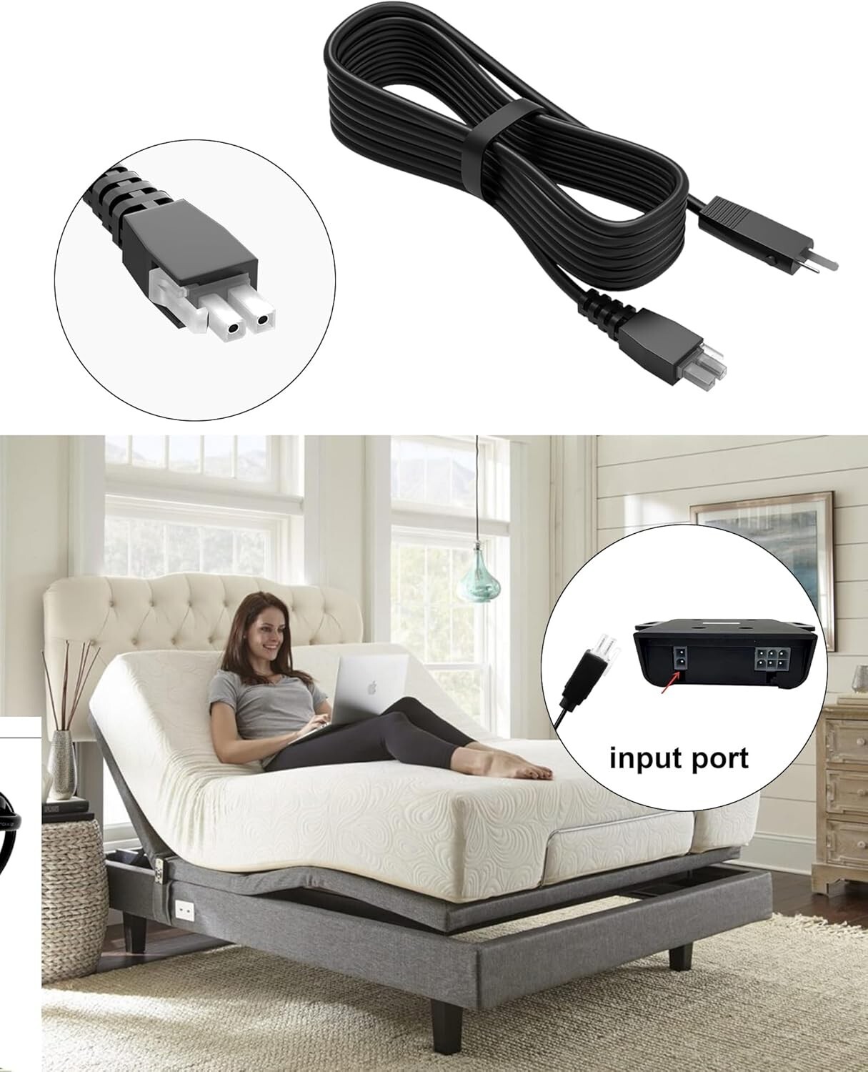 Input Power Cord for Tempurpedic Ergo, Extend,Sealy Adjustable bed Base 6.5ft gallery