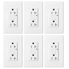20A Self-Test GFCI Outlet Kitchen Bathroom Use WR TR LED Indicator ETL FCC 6PK