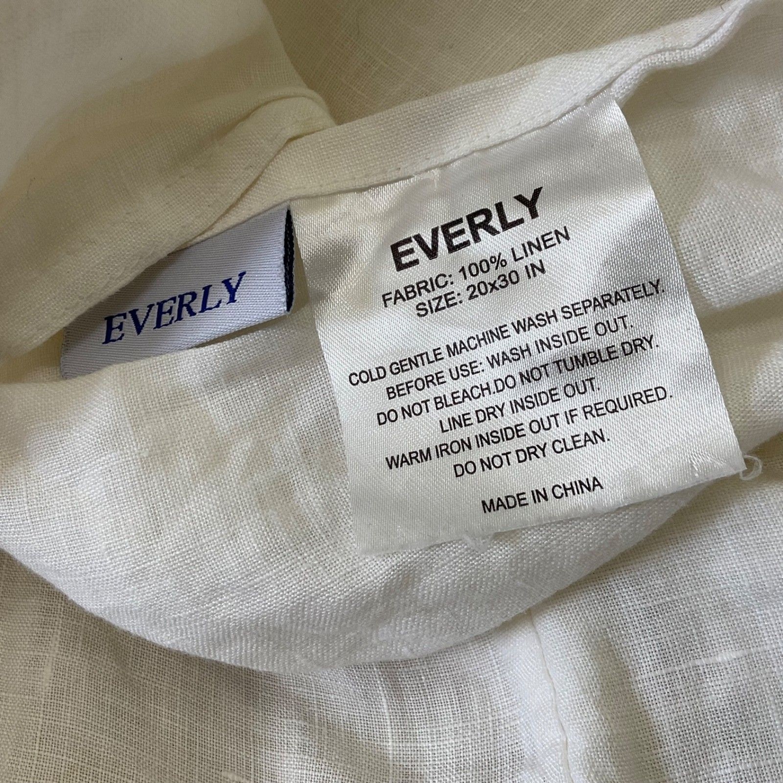 Everly 100% Linen single standard Size Pillow Case white Envelope Closure gallery