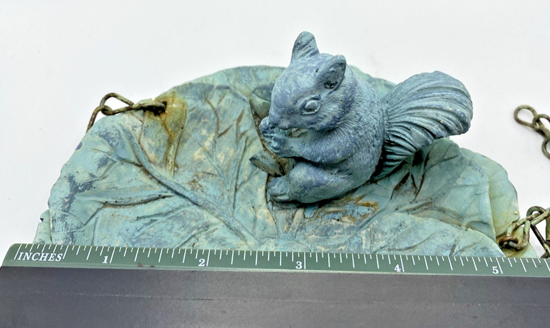 Hanging Bird Feeder, Squirrel Antique Green, Poly Resin Finish gallery