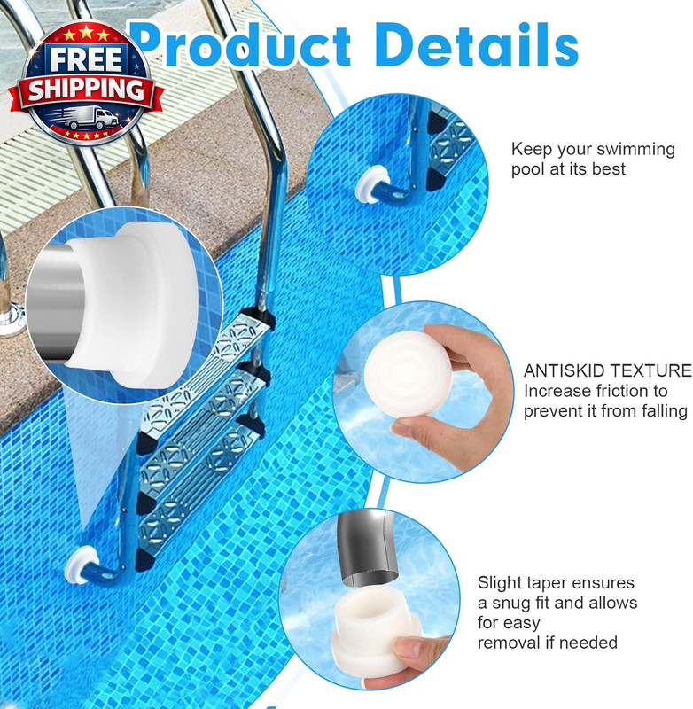 Pool Ladder Bumpers for Inground Pools - 2 Pack Rubber Steps inside Plug Caps Fi gallery