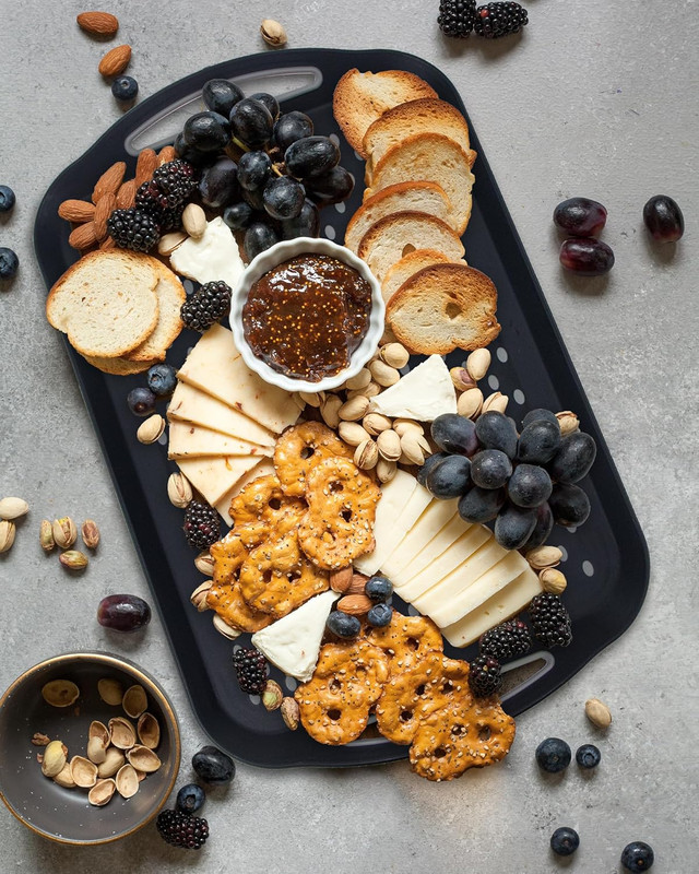 Large Nonslip Serving Tray with Handles, Silicone Grippy Dots Lap Food Trays for gallery