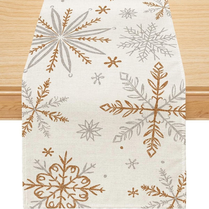Machine Washable Snowflake Christmas Table Runner 13x48 Inch - Easy Care! gallery