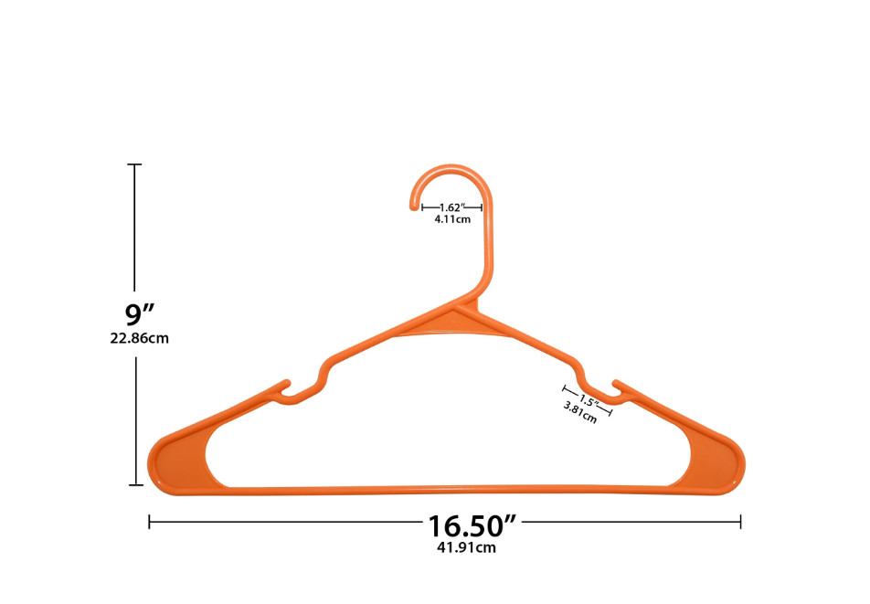 Plastic Notched Hangers for All Clothing Types Bulk 50 Pack Orange gallery