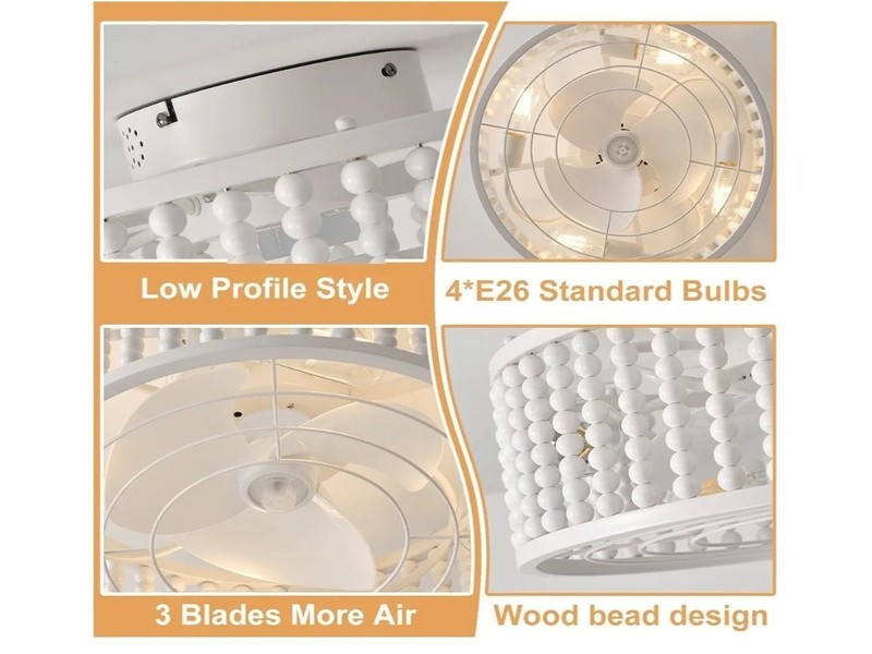 Ceiling Fans with Lights and Remote, Caged Ceiling Fan with Handcrafted... gallery
