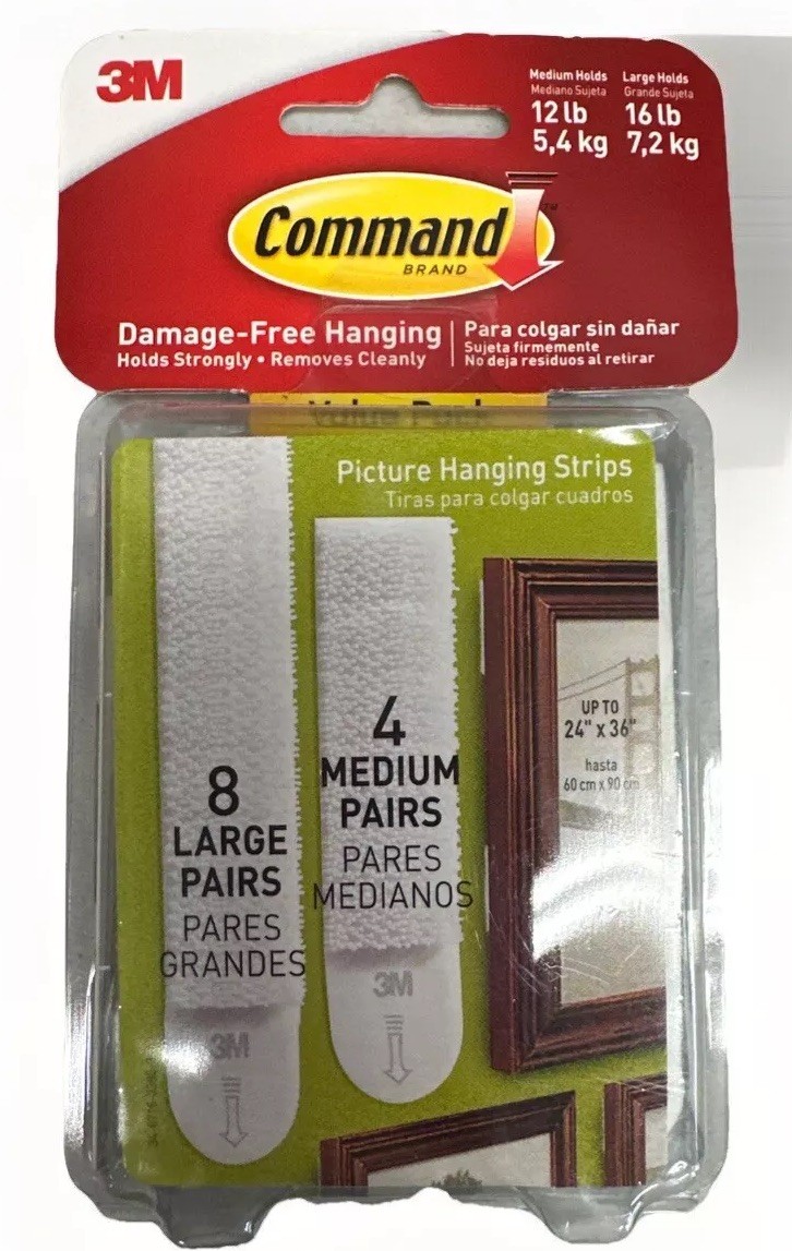 Command Picture Hanging Strips 8 Large, 4 Medium Holds Up to 16 lb White17209ES gallery