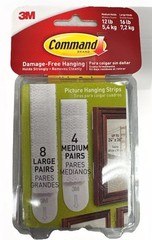 Command Picture Hanging Strips 8 Large, 4 Medium Holds Up to 16 lb White17209ES