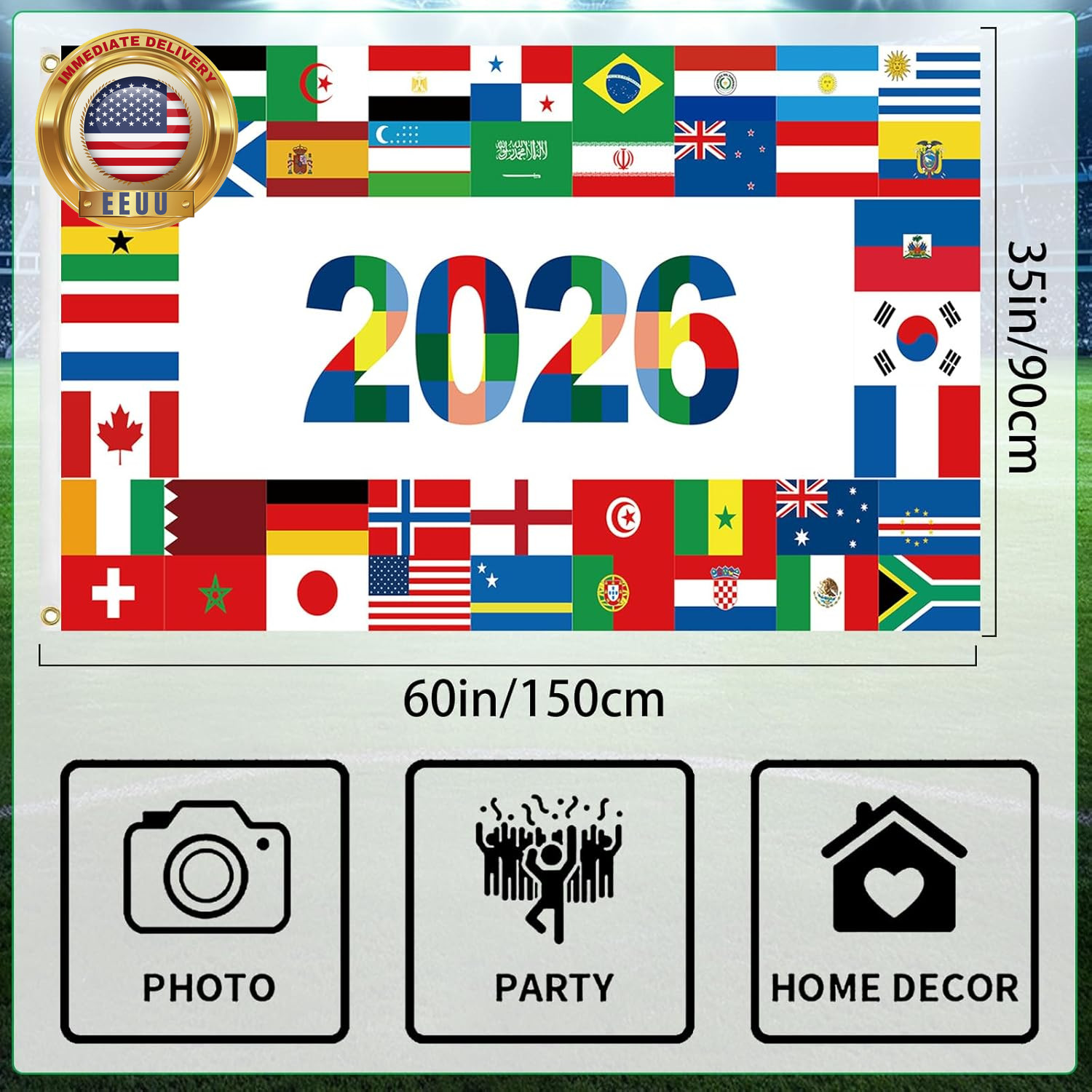 World Cup Flag 2026 International Country Flag&Trophy Showcase Decorations Footb gallery