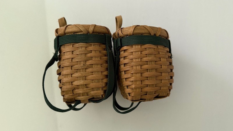 Two Mini Adirondack Backpack Baskets Wall-Mounted Wicker Organizer Home Decor gallery