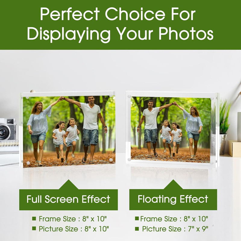Acrylic Frames 8x10 - 5 Pack Double-Sided Magnetic Desktop Display Frames gallery