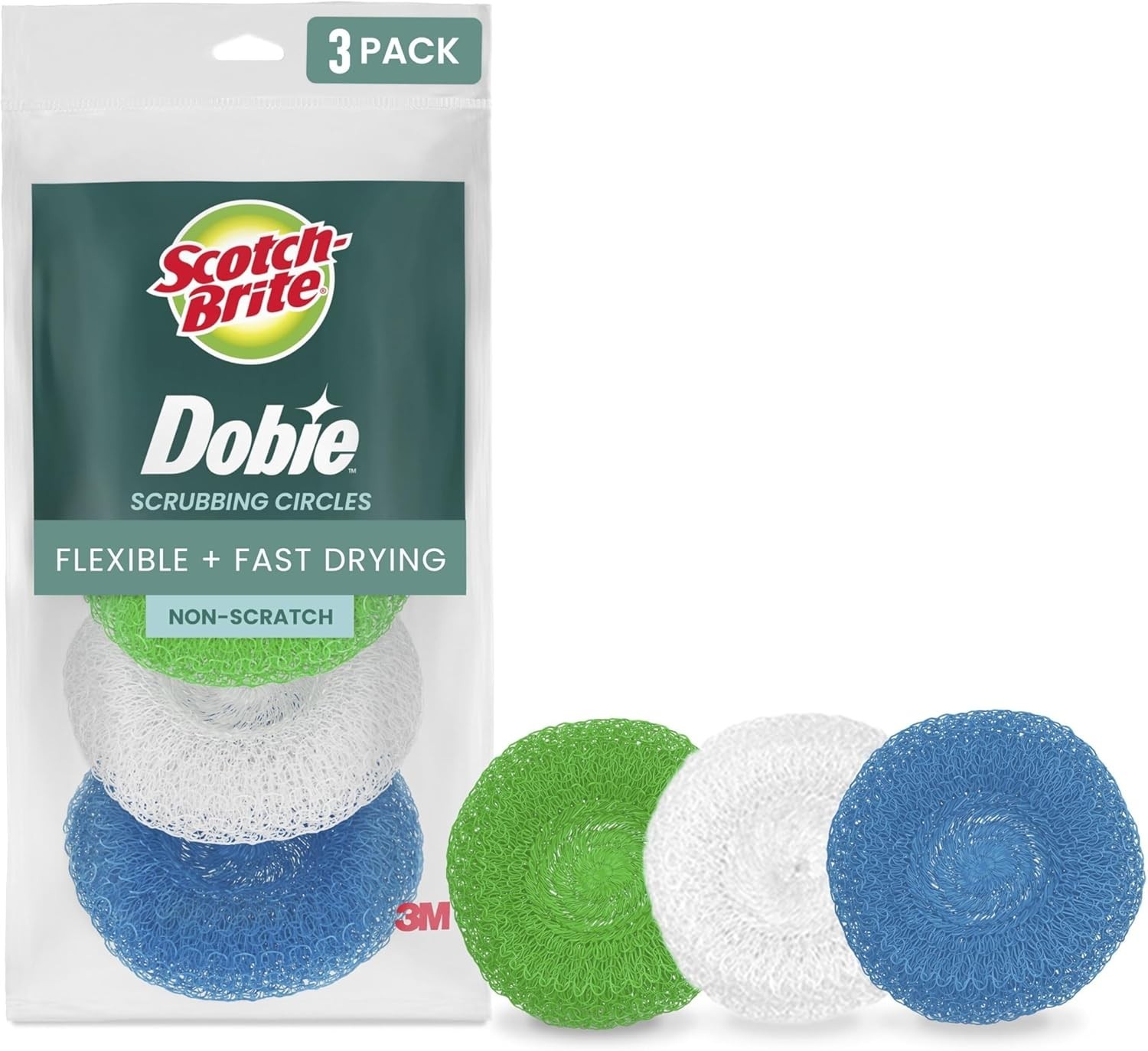 Scotch-Brite Non-Scratch Plastic Scrubbing Pads, Cleans Dishes 3 Scrubbing Pads. gallery